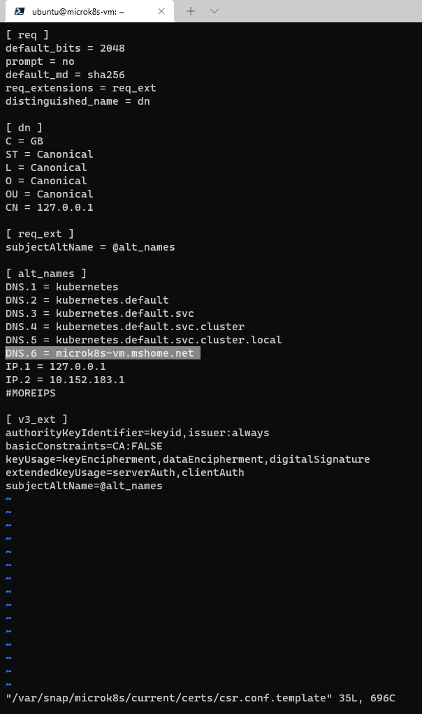 Edit microK8s config file inside VM