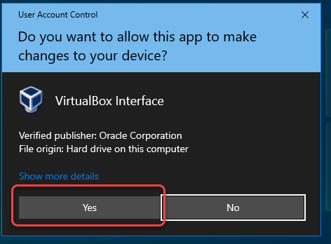 VirtualBox elevated privileges required